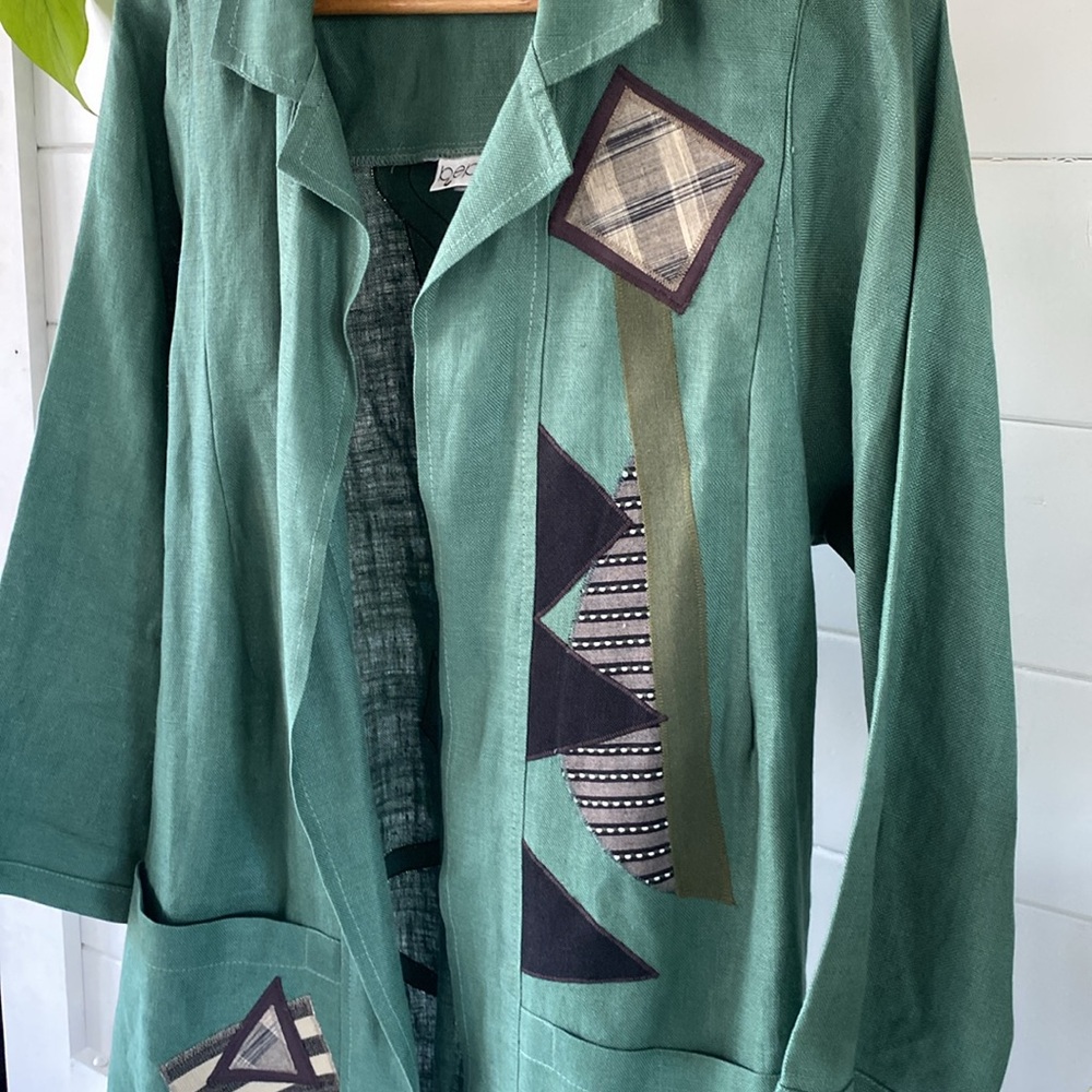 Vintage Beppa Geometric Patch Pattern Blazer 100%… - image 3